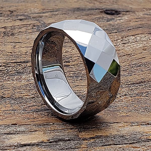 Hades Casual Faceted Tungsten Rings