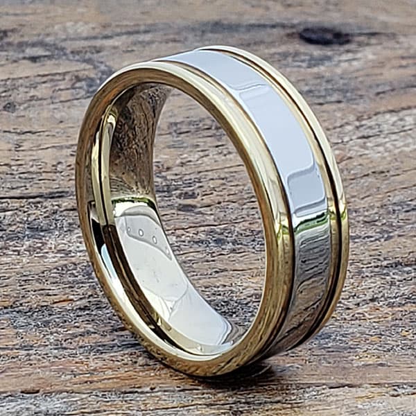 Dagda Grooved Gold Tungsten Rings