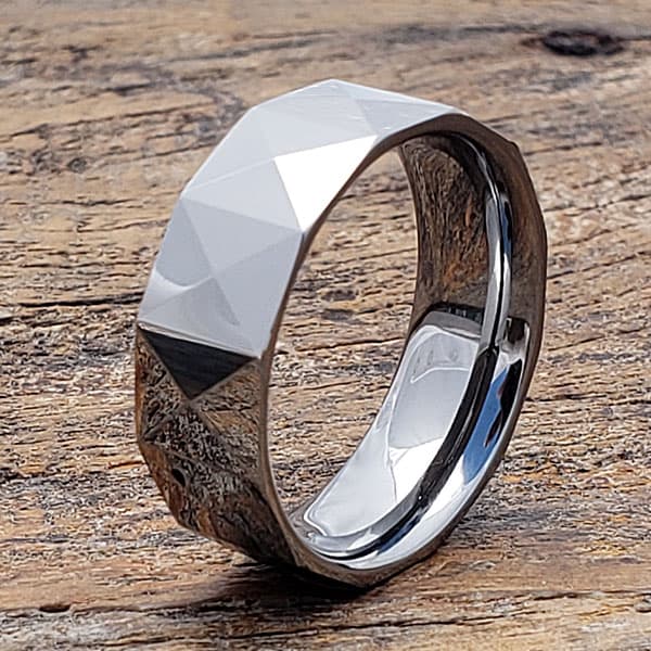 Psyche Geometric Faceted Tungsten Rings thumbnail 2