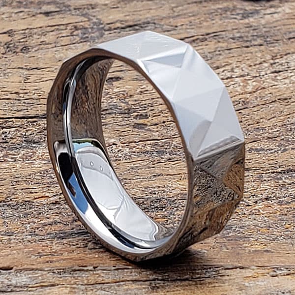 Psyche Geometric Faceted Tungsten Rings