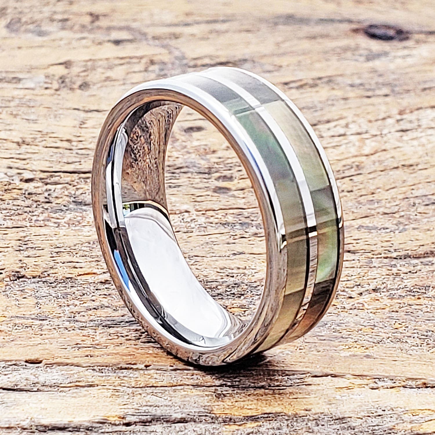 Grecian Pearl Black Mens Shell Rings