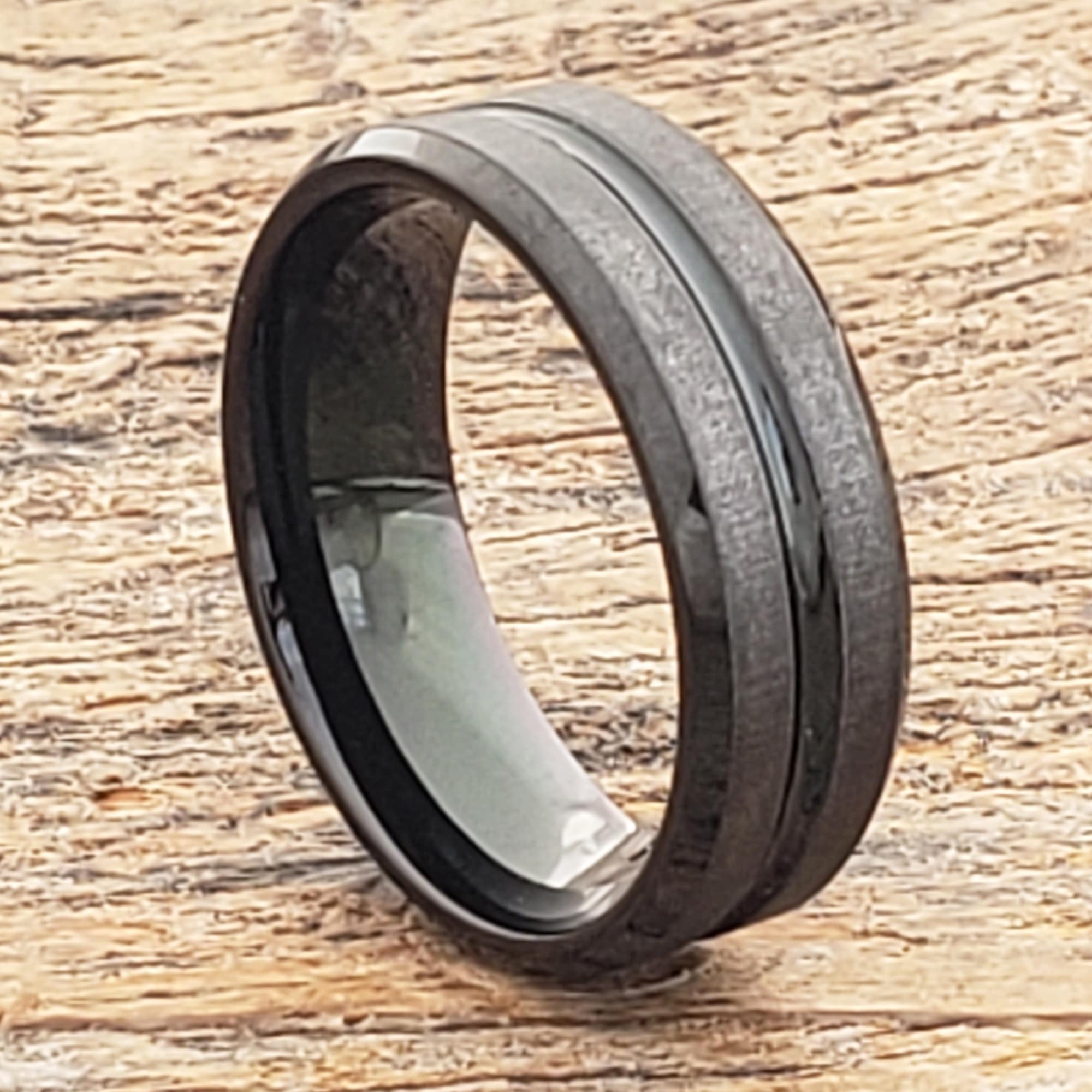 Mica Mens Black Tungsten Rings