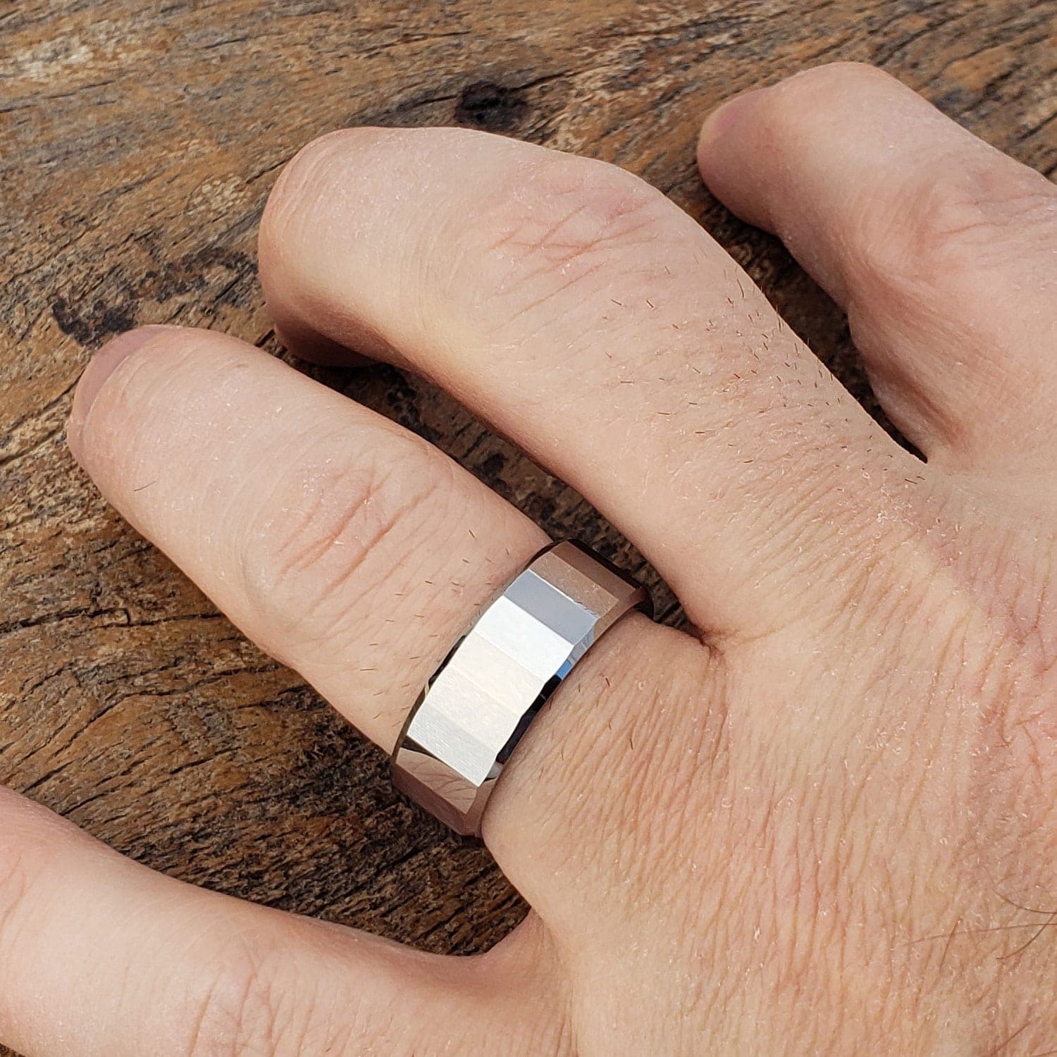 Oblong Rectangular Faceted Tungsten Rings thumbnail 4