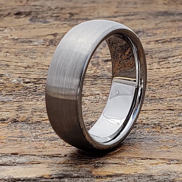 Pegasus Satin Brushed Tungsten Wedding Bands thumbnail 2