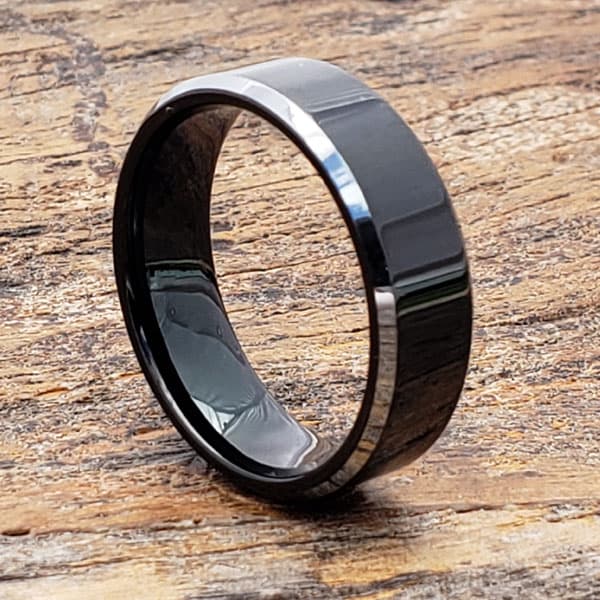 Kana Silver Black Tungsten Rings