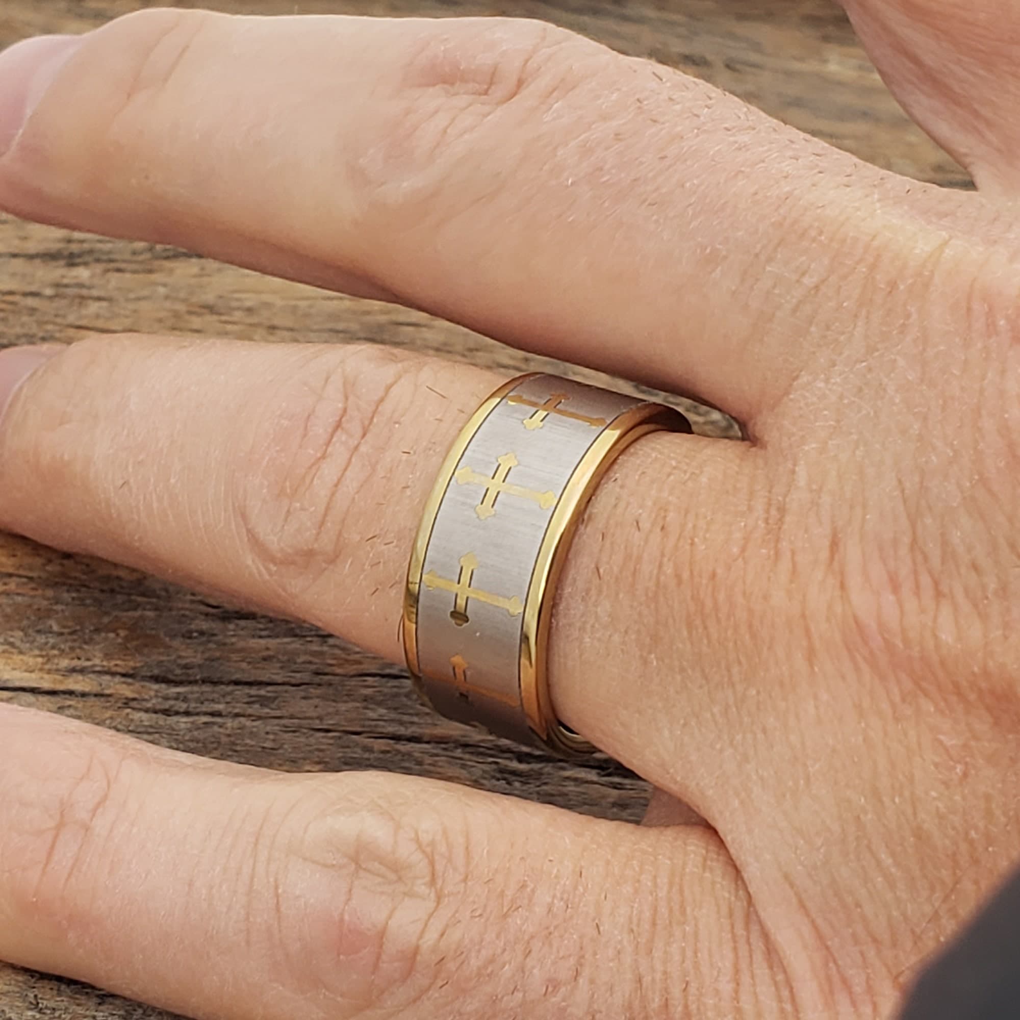 Trinity Gold Flat Cross Rings thumbnail 4