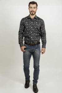 VICTOR Navy Hunting luxury men’s shirt thumbnail 4