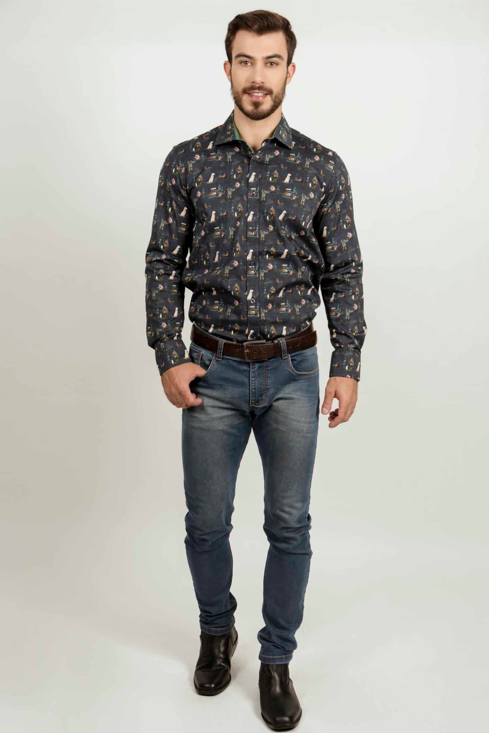 VICTOR Navy Hunting luxury men’s shirt thumbnail 3