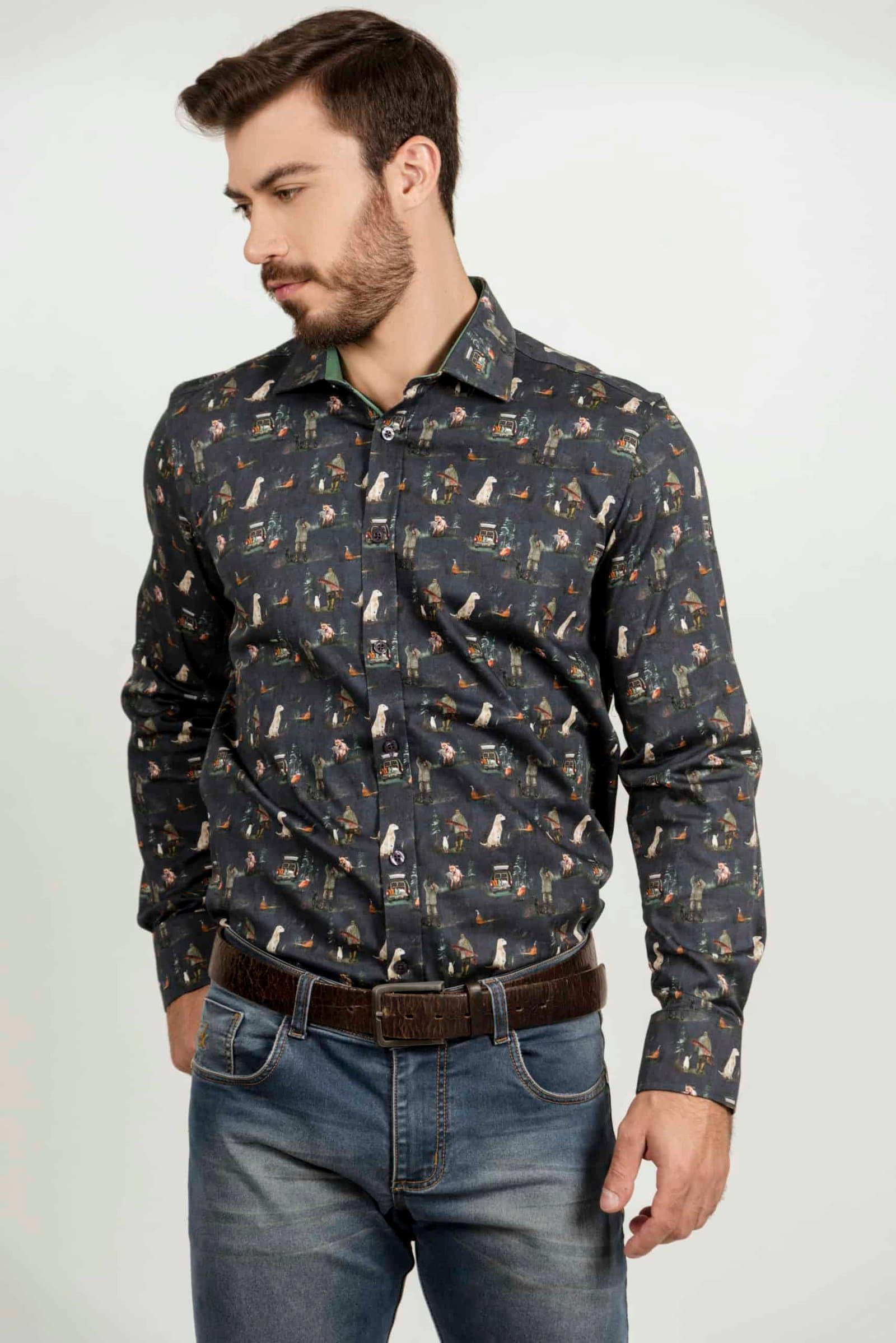 VICTOR Navy Hunting luxury men’s shirt