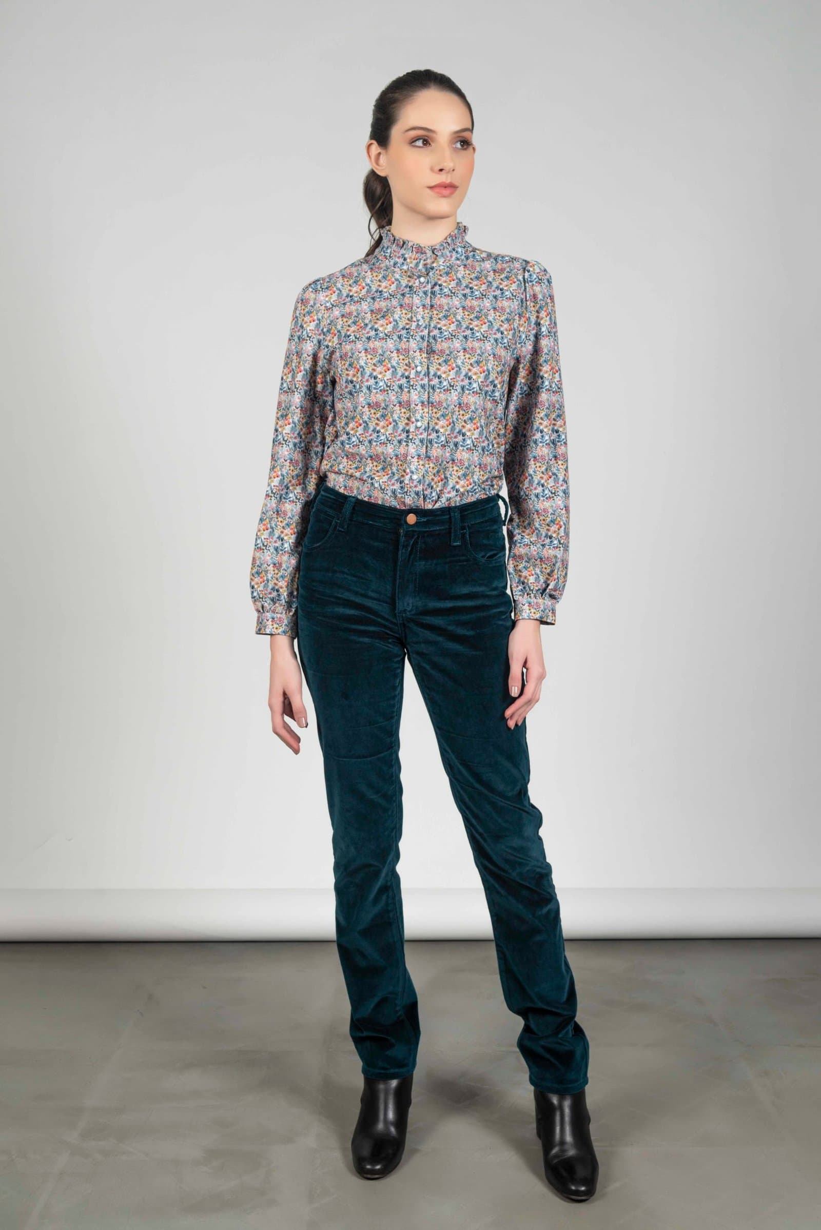MALU Small Flowers needlecord luxury blouse thumbnail 3
