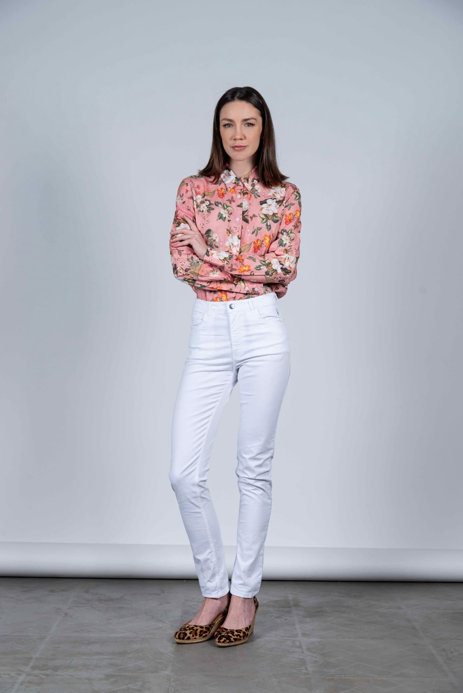 LYDIA Pink Butterflies luxury viscose shirt thumbnail 4