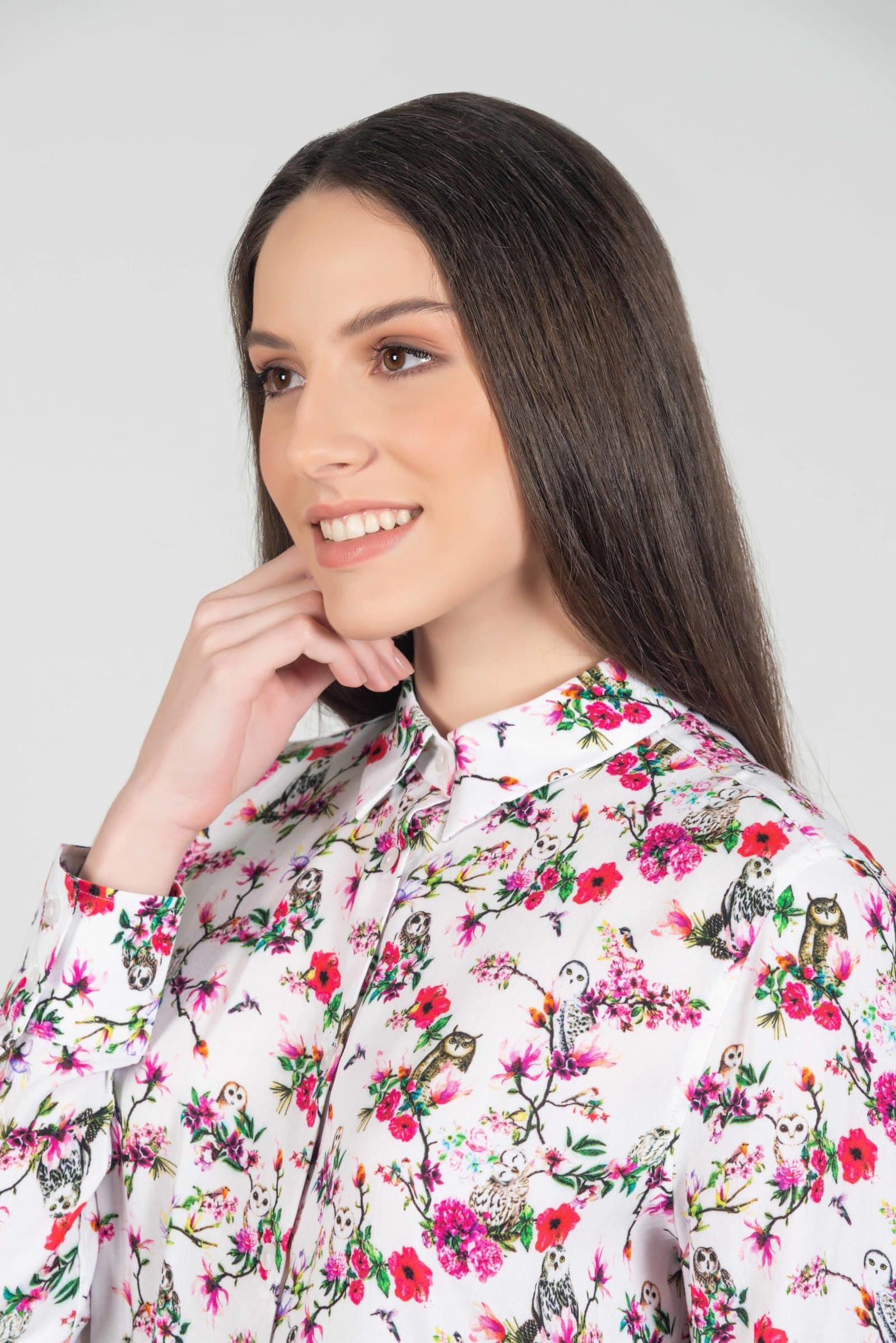LYDIA Owls luxury viscose shirt thumbnail 3