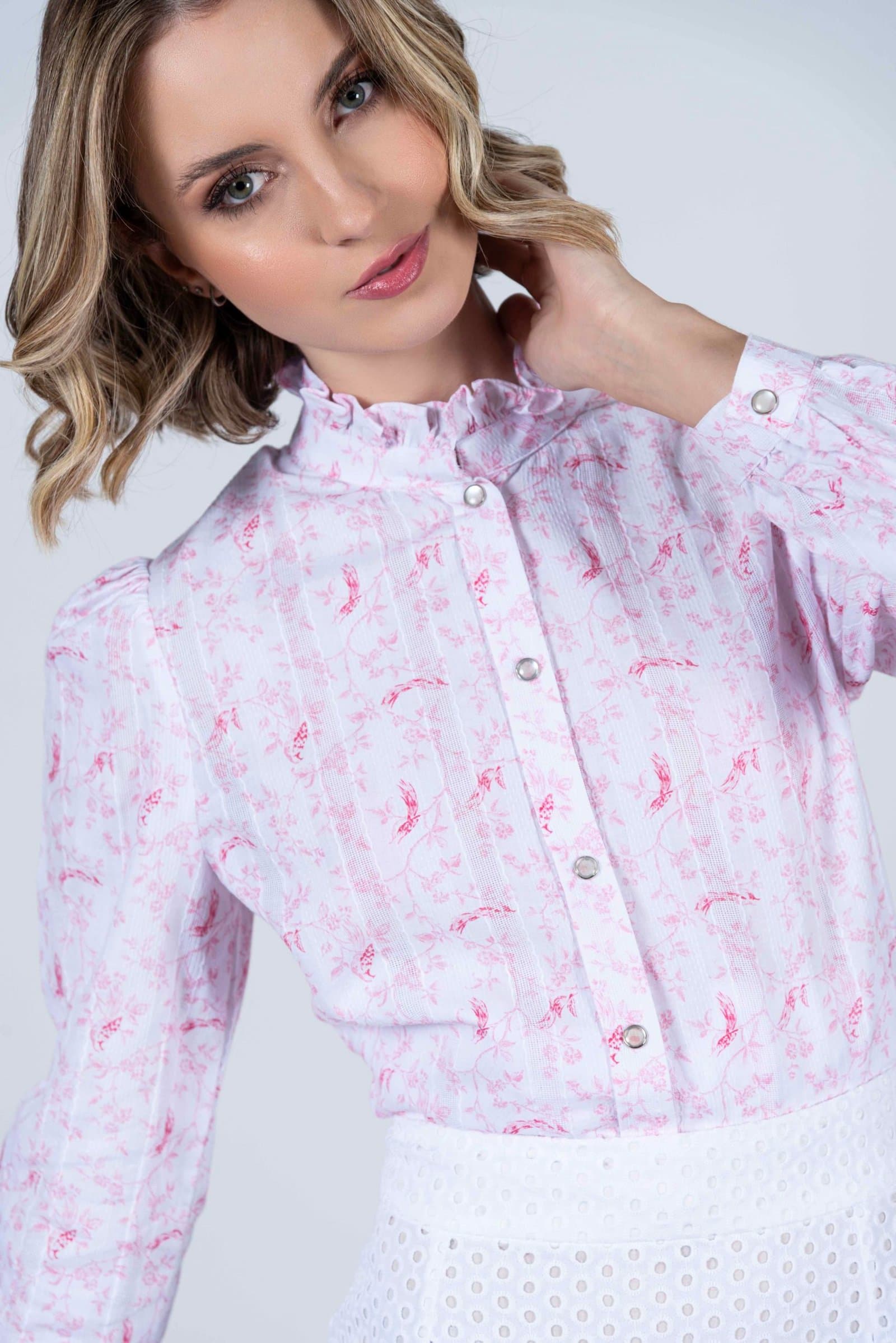 MALU Red Birds luxury blouse