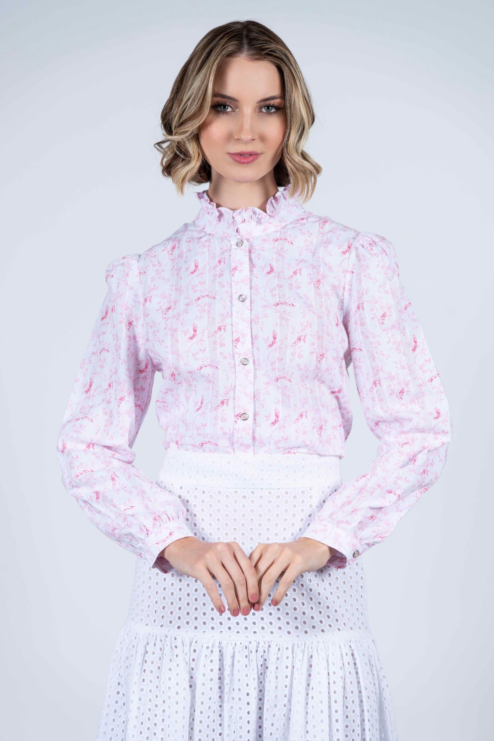 MALU Red Birds luxury blouse thumbnail 2