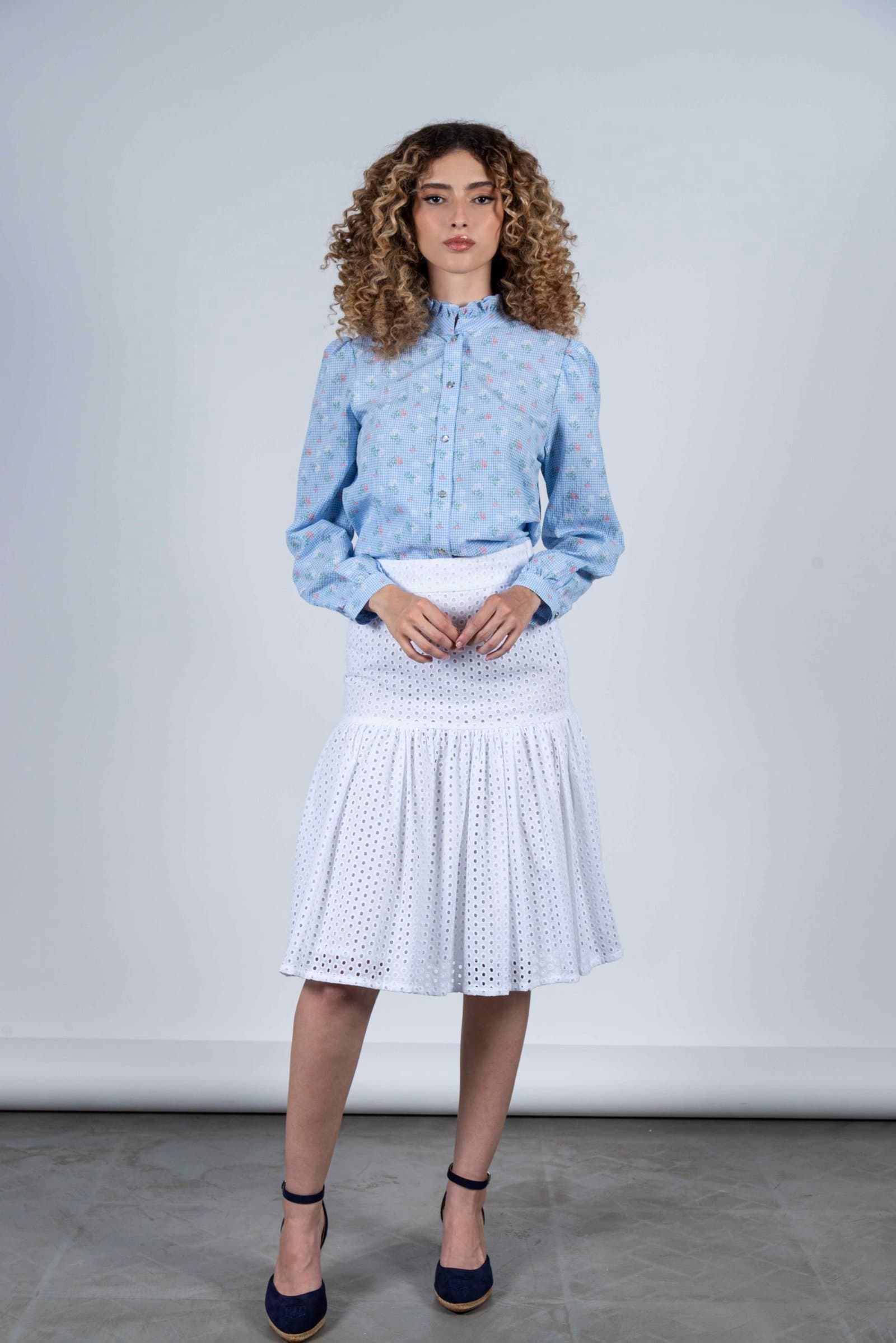 MALU Small Check Flowers luxury blouse thumbnail 3