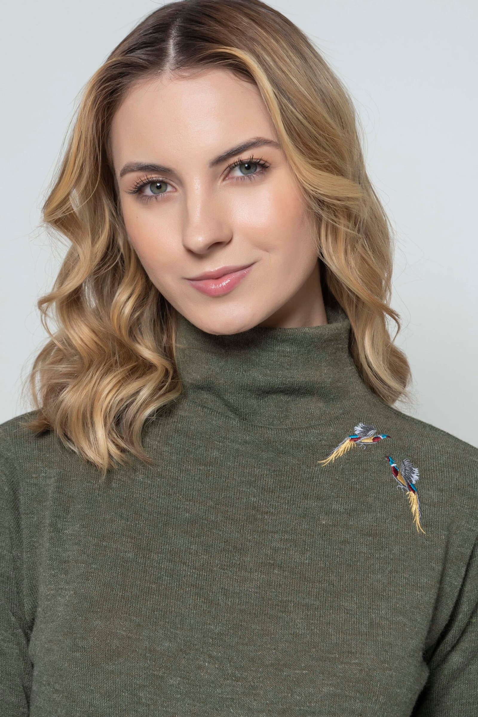 ALEXIS Olive Pheasants Jersey Top thumbnail 2