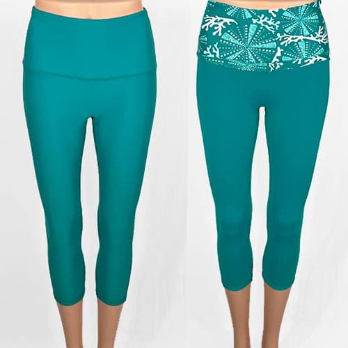 SALE! Solid Lagoon Teal Rebecca Hi-Rise Capri S XXS & XS