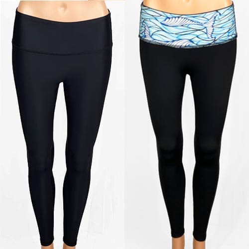 SALE! Solid Black with Blue Mermaid Tail Mid-Rise Ankle Legging XXS & XS