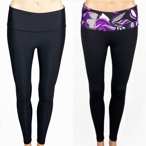 SALE! Solid Black with Gardenia Purple Mid-Rise Ankle Legging XXS & XS