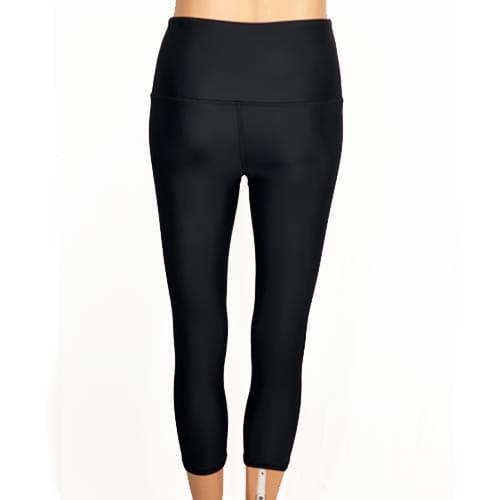 SALE! Solid Black Capri Legging with Yellow XXS thumbnail 3