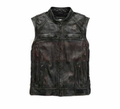 Harley Davidson Men’s Dauntless Convertible Motorcycle Leather Jacket thumbnail 4