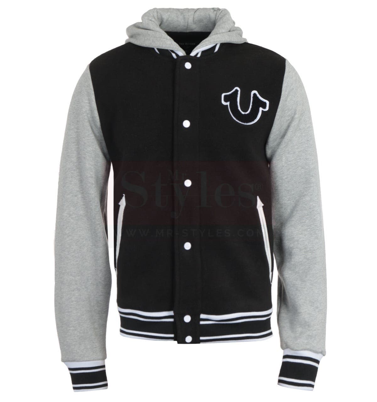 Hooded Varsity Black Jacket
