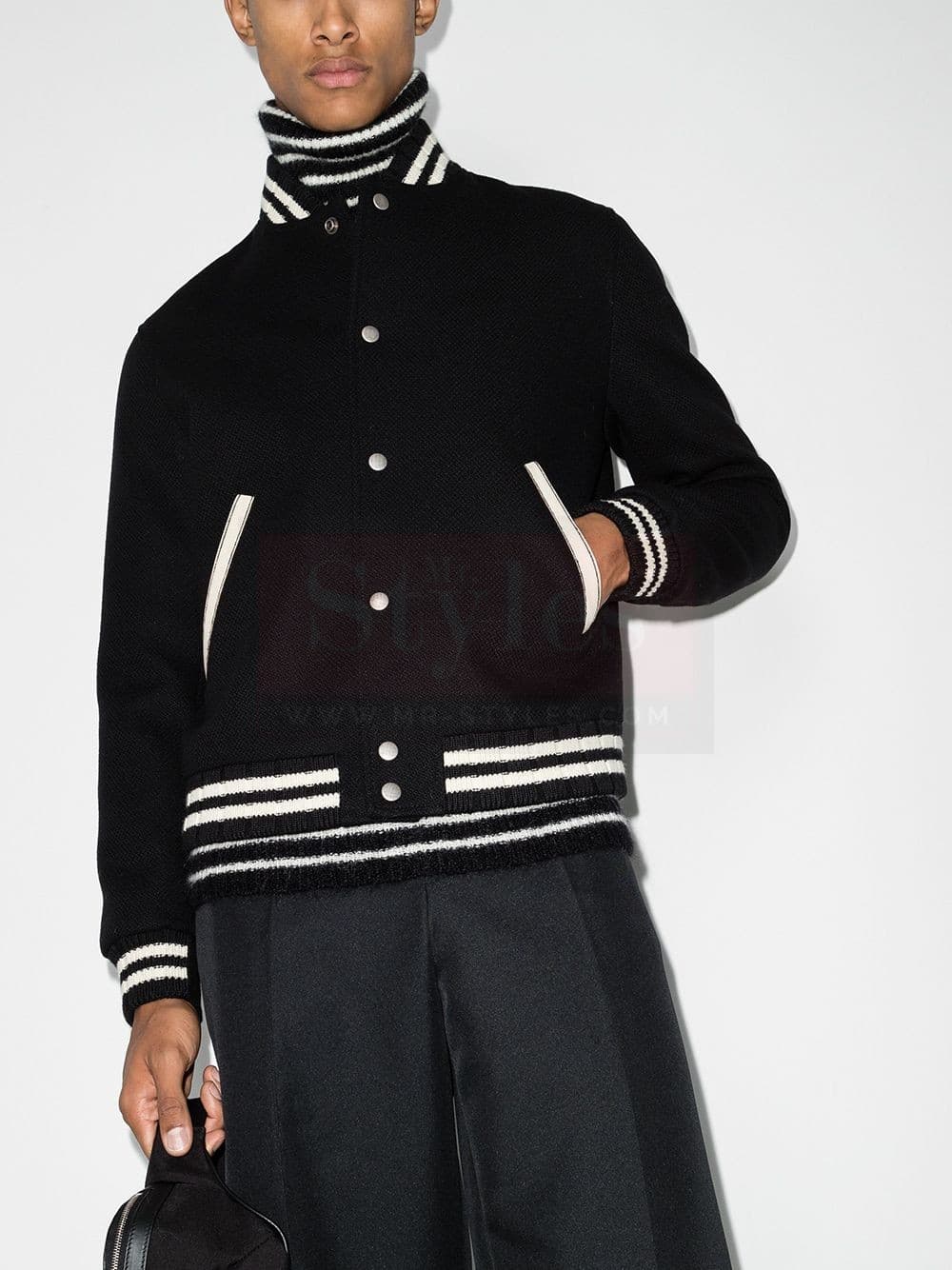 Saint Laurent logo-embroidered varsity jacket thumbnail 2