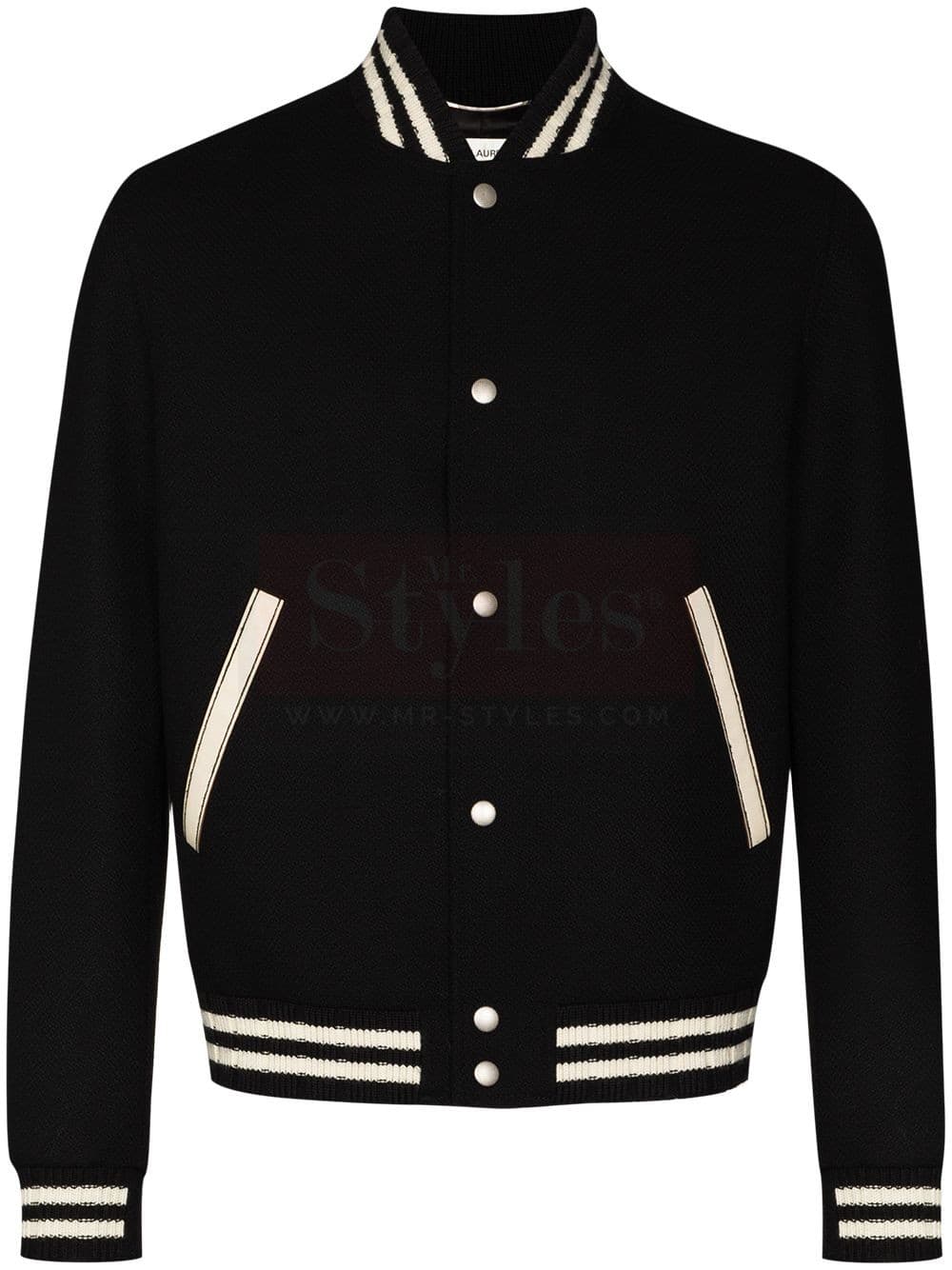 Saint Laurent logo-embroidered varsity jacket
