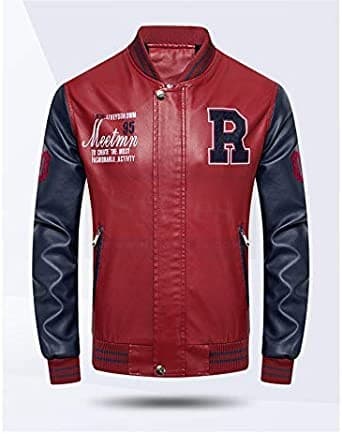 Faux Leather Jackets Stand Collar with Pockets thumbnail 2