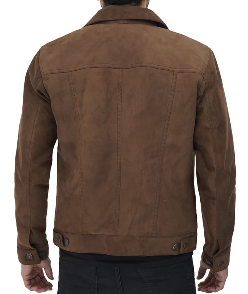 Gilbert Men Brown Suede Leather Trucker Jacket thumbnail 2
