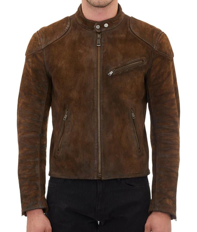 Mens Cafe Racer Brown Suede Western Jacket