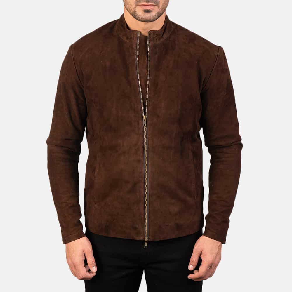 Dark Brown Cowboy Suede Biker Jacket