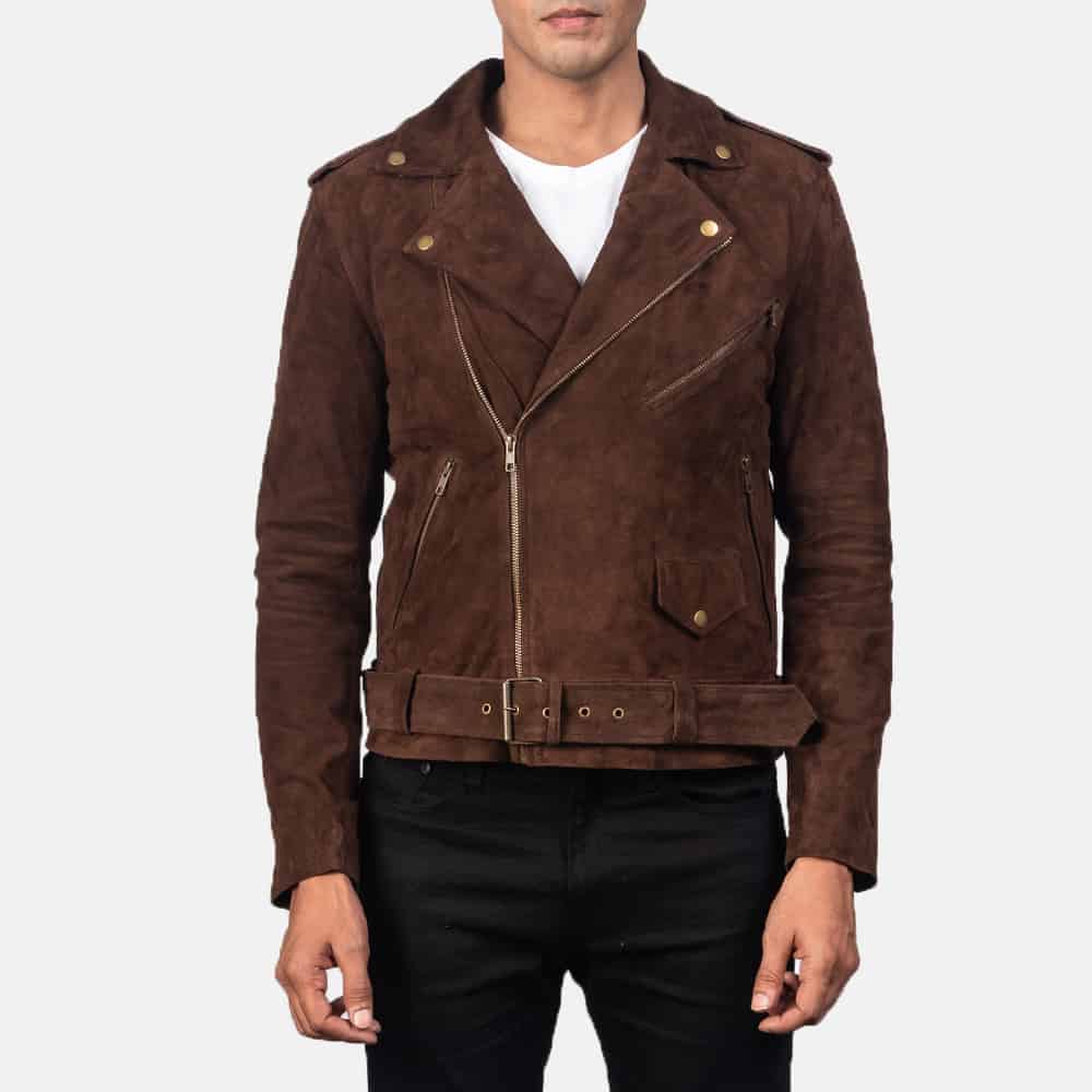 Men’s Dark Brown  Suede Western Biker Jacket