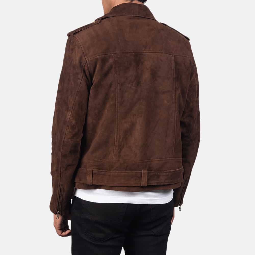 Men’s Dark Brown  Suede Western Biker Jacket thumbnail 2