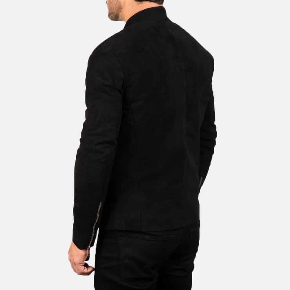 Charcoal Black Suede Biker Jacket thumbnail 2