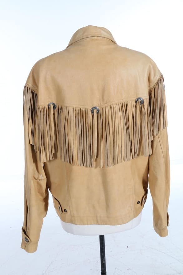 Men’s Western Cowboy Leather Jacket Fringe and Beaded thumbnail 2