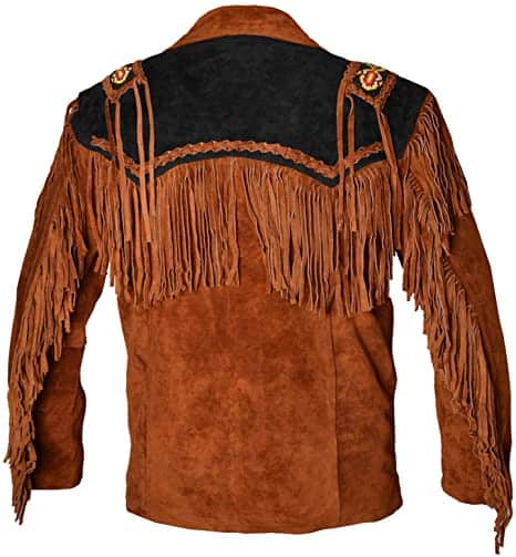 Western Cowboy  Fringed Suede Leather Brown Black Jacket thumbnail 2