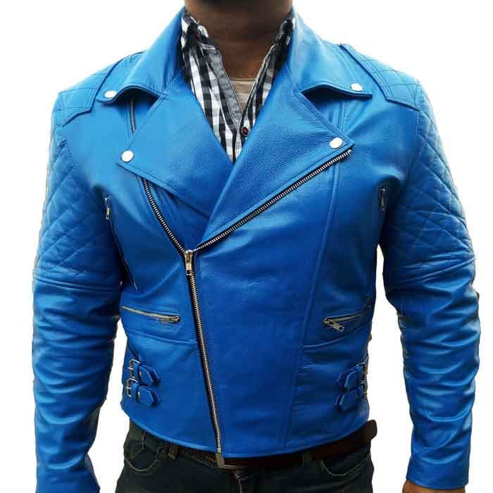 Blue Fashion Leather Jacket for Men’s