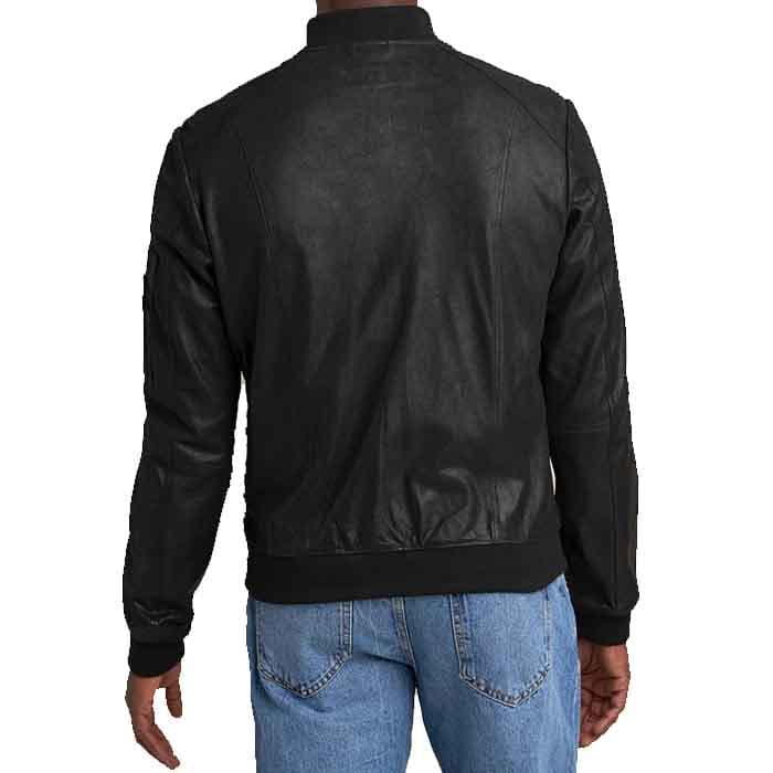 James Genuine Leather Bomber Jacket For Men’s thumbnail 2