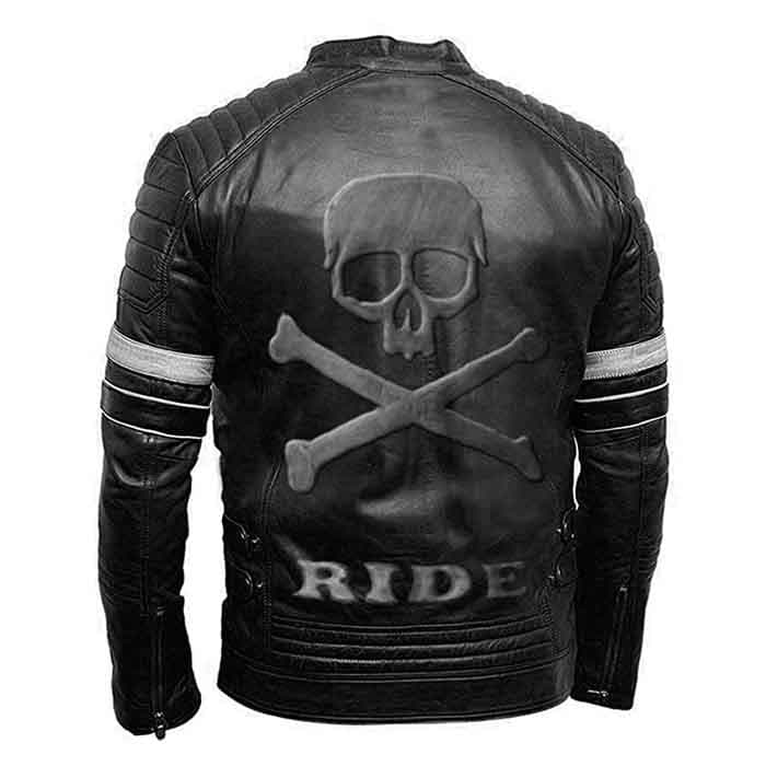 Vintage Motorcycle Biker Style Genuine Motorbike Leather Jacket thumbnail 2