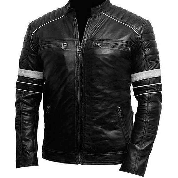 Vintage Motorcycle Biker Style Genuine Motorbike Leather Jacket
