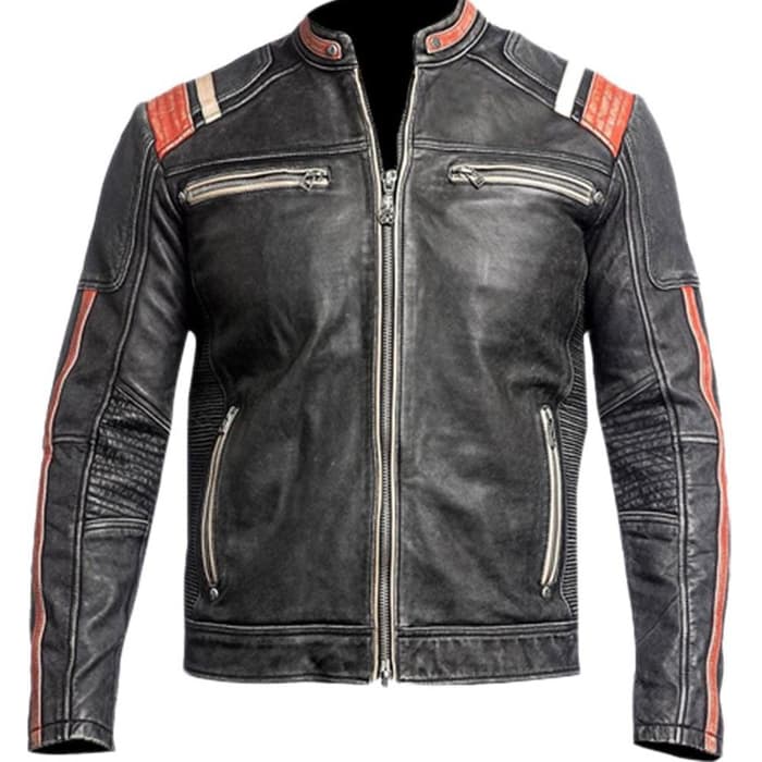 Men Real Lambskin Motorcycle Leather Biker Jacket