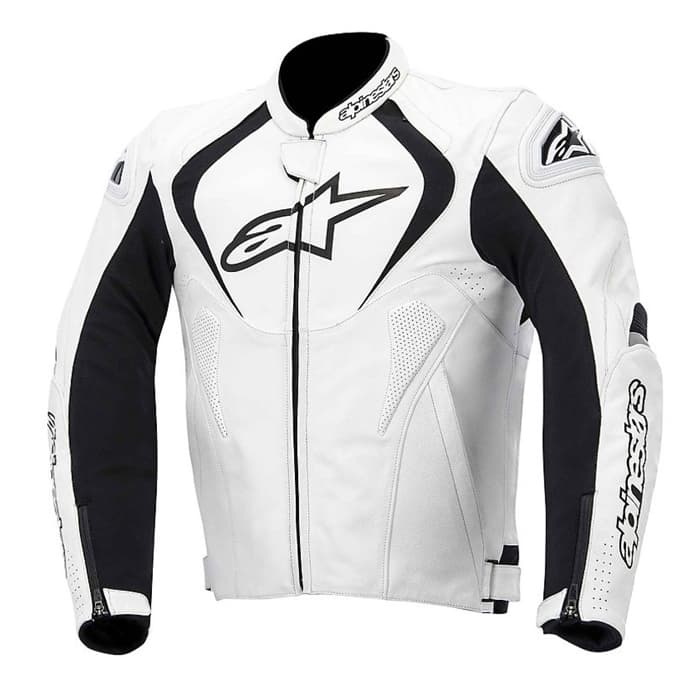 Motorcycle Leather Jacket Alpinestars JAWS LEATHER JACKET White