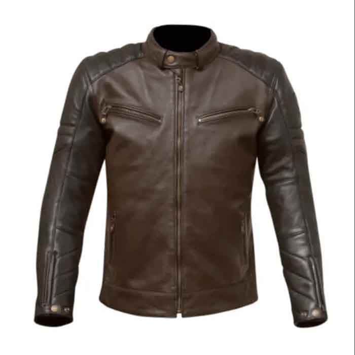 DARK BROWN MOTORCYCLE LEATHER MENS JACKET