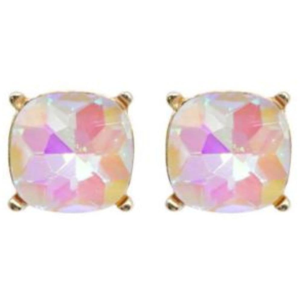 White Crystal Post Back Earrings