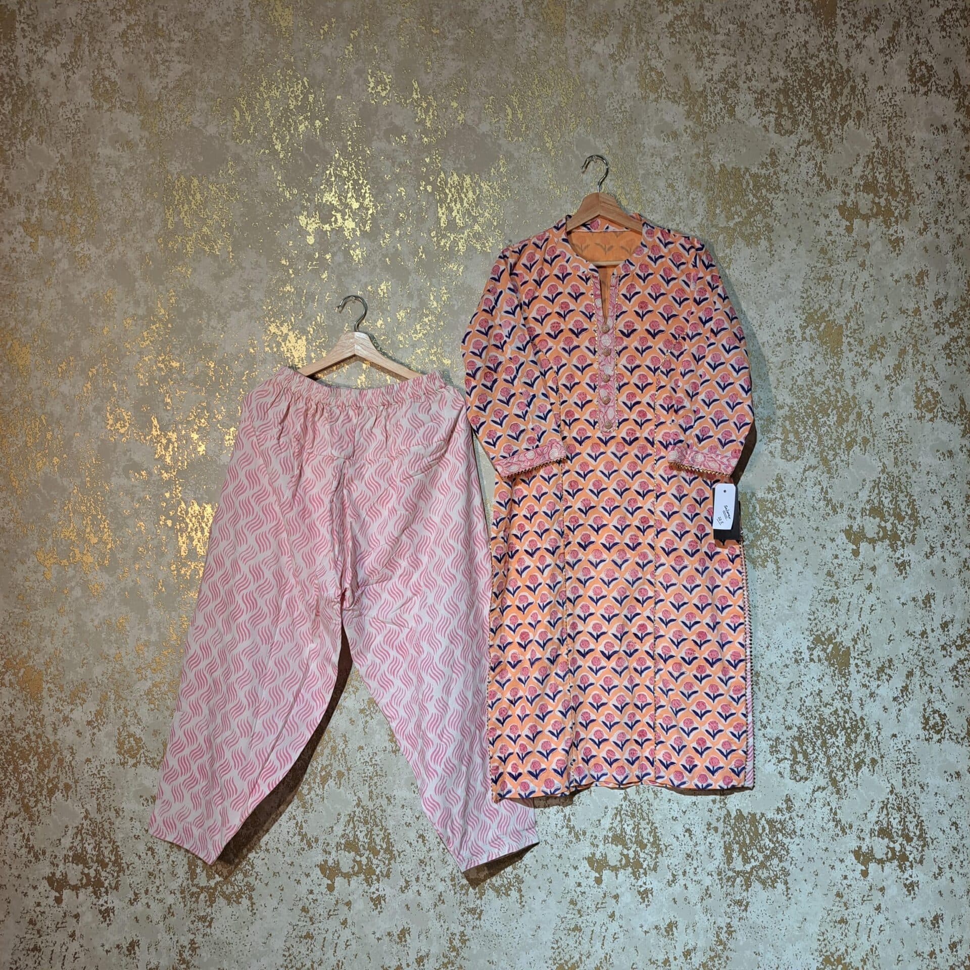 Designer Peach Pink Floral Block Printed Pure Cotton Casual Salwar Suit with Dupatta Dresses thumbnail 2