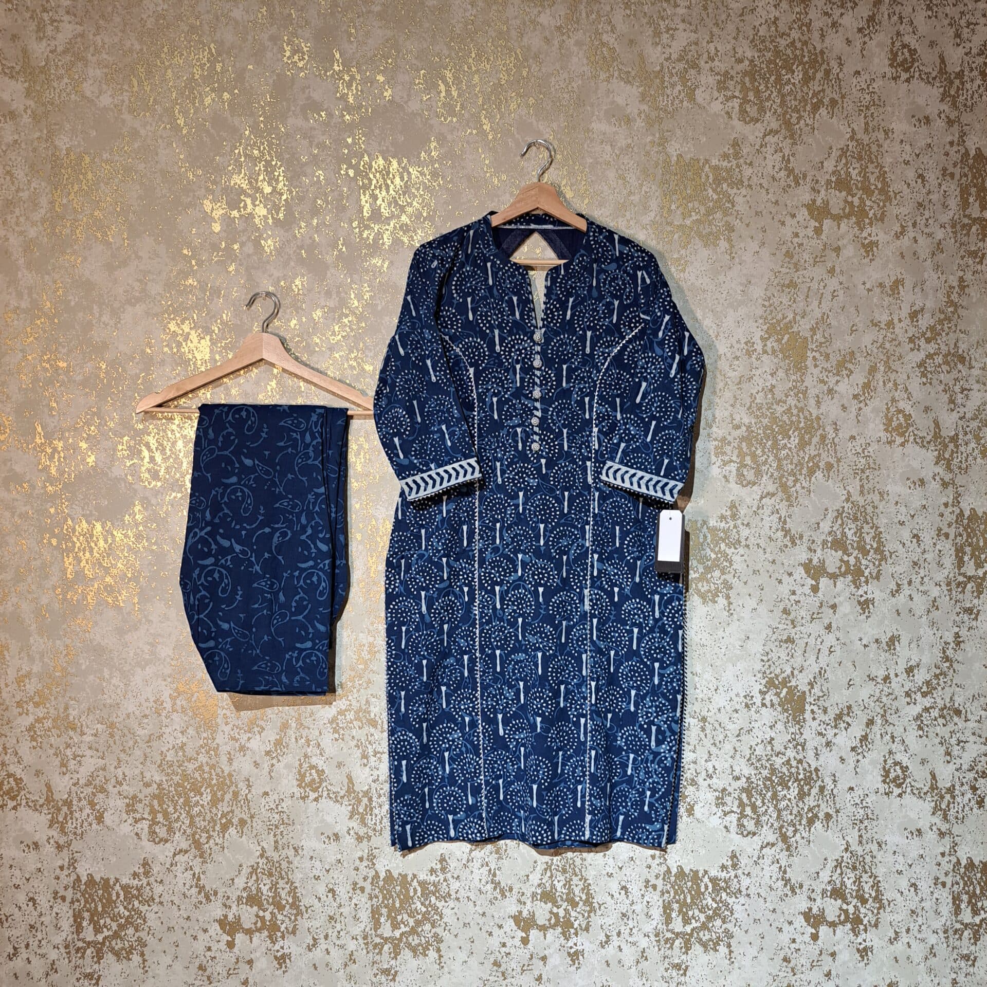 Designer Navy Blue Block Printed Pure Cotton Casual Salwar Suit with Dupatta Dresses thumbnail 2