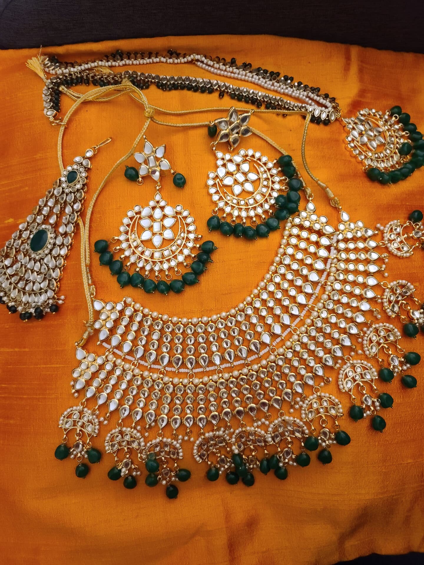Indian Traditional Bollywood Fashion Kundan Bridal Jewelry Set with Choker Earrings Maang Tikka for Women