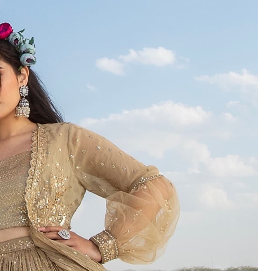 Designer Lehenga Blouse with Shrug intricate Handwork thumbnail 3