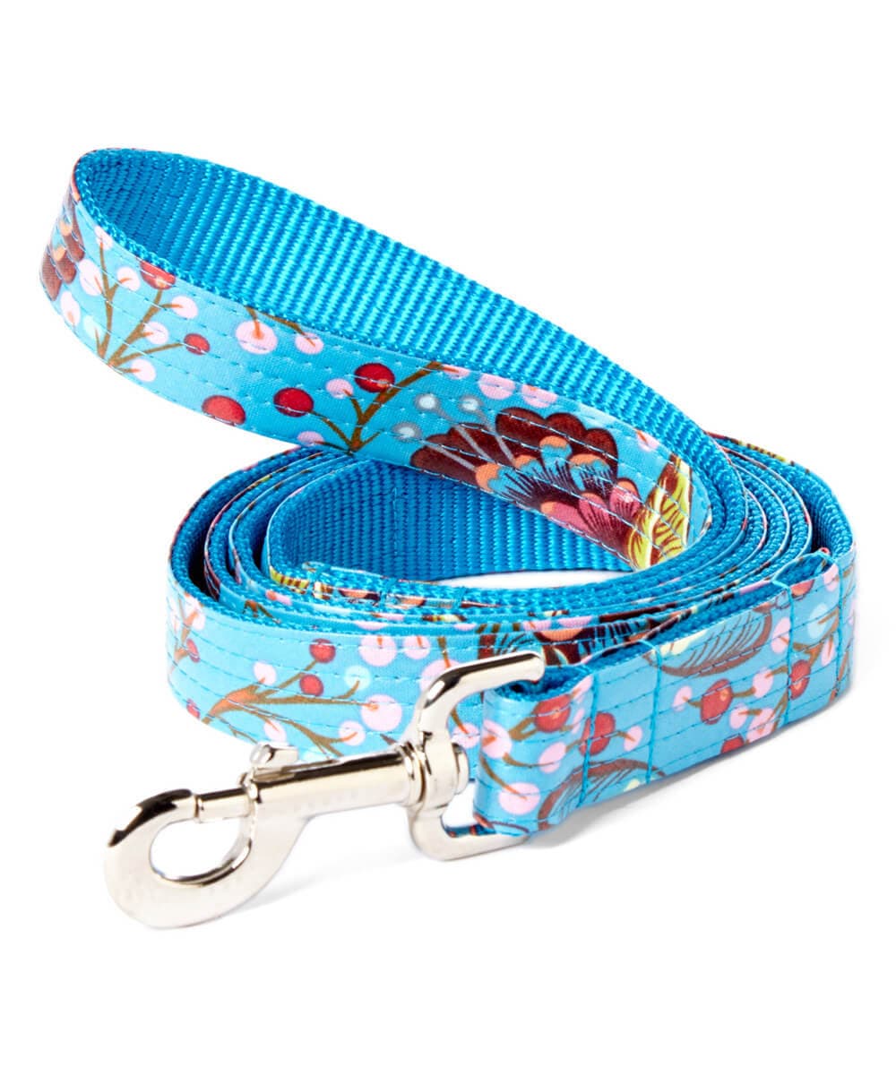 Blue Botanical Print Laminated Cotton Dog Collar – ‘Bloom’ thumbnail 3